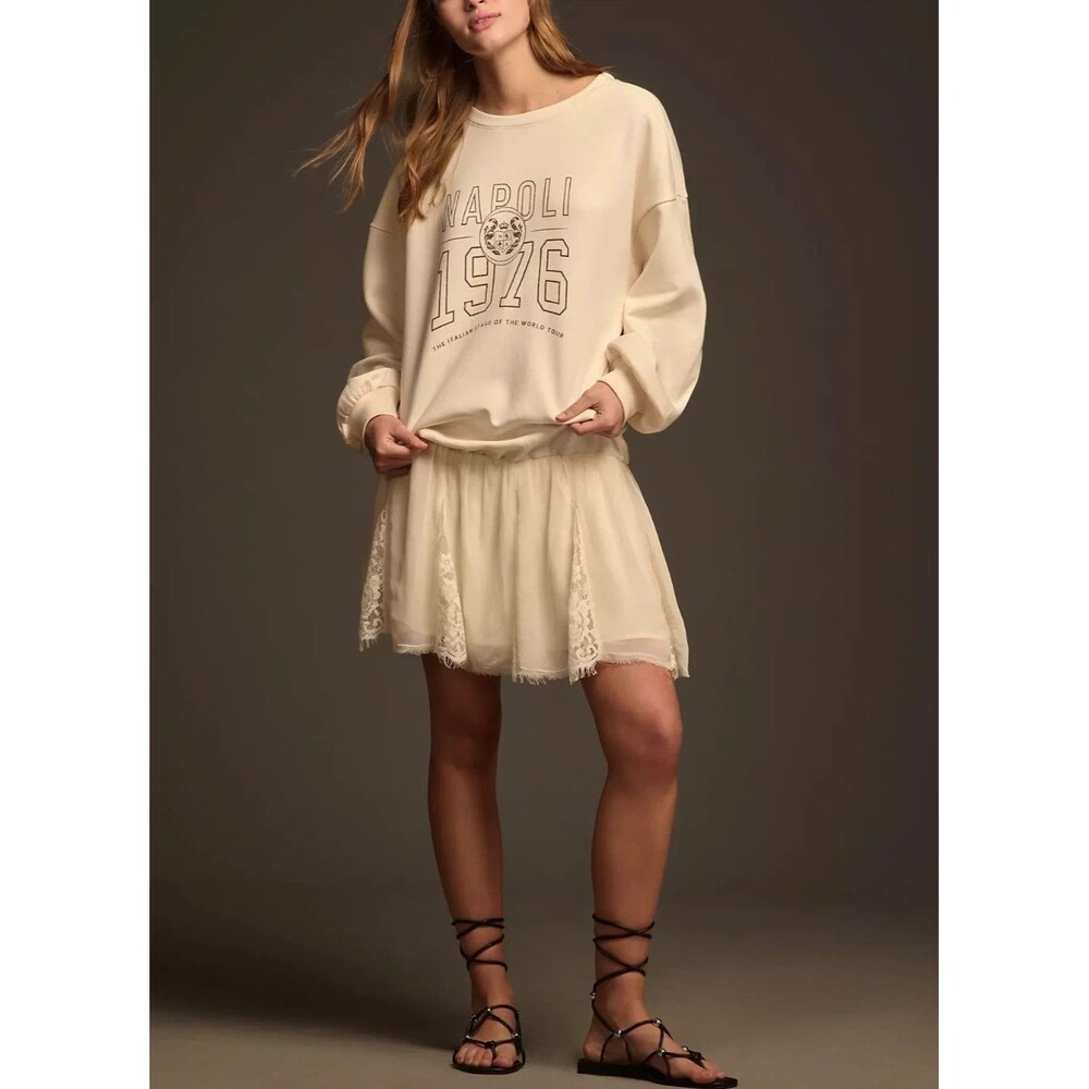 By Anthropologie Pilcro Sweatshirt Twofer Mini Dress Oversized Trendy M 289628